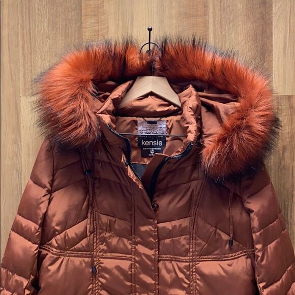 KENSIE - Fleet Street Long Faux Down Quilted Jacket - Picture 12 of 16